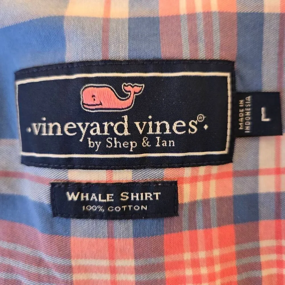 Vineyard Vines Mens Plaid Cotton Button Down Whale Shirt Multicolor Large - Picture 2 of 7